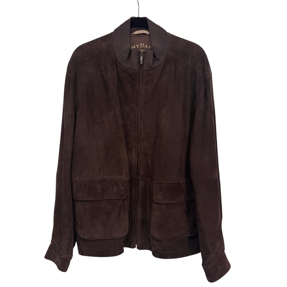 Tommy Bahama Men's Suede Leather Zip Jacket Brown Large Casual Resort Coastal